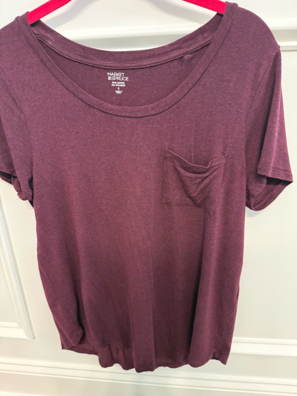 Market & Spruce Women's Plum Short-Sleeve Pocket Tee